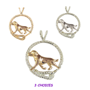 Labrador Retriever in Leash Pendant Charm Necklace in 14K Gold or Sterling Silver