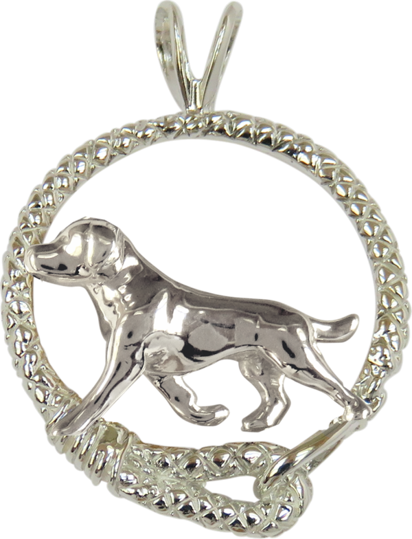 Labrador Retriever in Leash Pendant Charm Necklace in 14K Gold or Sterling Silver