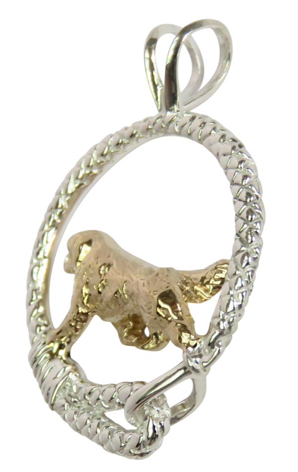 Newfoundland in Leash Pendant Charm Necklace in 14K Gold or Sterling Silver