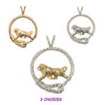 Newfoundland in Leash Pendant Charm Necklace in 14K Gold or Sterling Silver