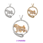 Norfolk Terrier in Leash Pendant Charm Necklace in 14K Gold or Sterling Silver