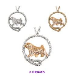 Norfolk Terrier in Leash Pendant Charm Necklace in 14K Gold or Sterling Silver