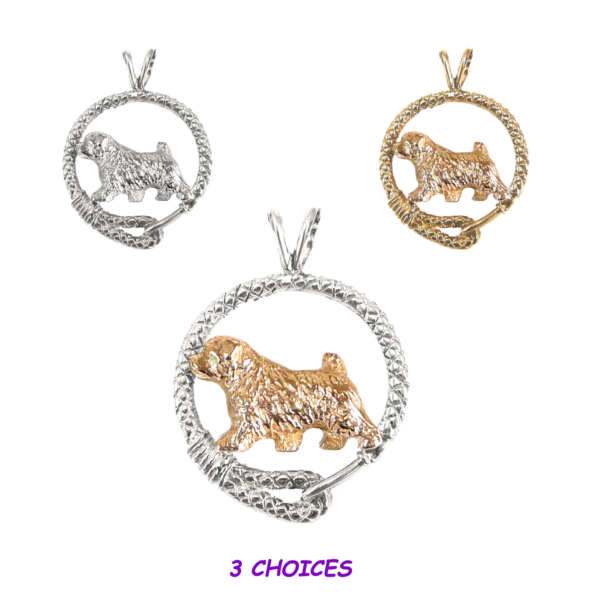 Norfolk Terrier in Leash Pendant Charm Necklace in 14K Gold or Sterling Silver