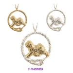 Old English Sheepdog in Leash Pendant Charm Necklace in 14K Gold or Sterling Silver