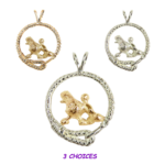 Poodle in Leash Pendant Charm Necklace in 14K Gold or Sterling Silver