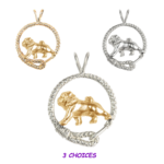 Pug in Leash Pendant Charm Necklace in 14K Gold or Sterling Silver