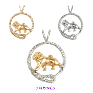 Pug in Leash Pendant Charm Necklace in 14K Gold or Sterling Silver