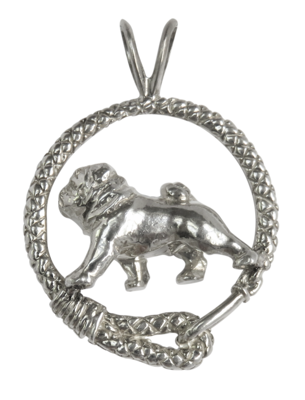 Pug in Leash Pendant Charm Necklace in 14K Gold or Sterling Silver