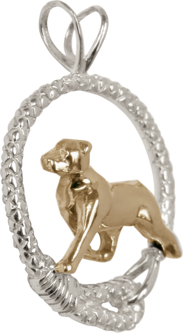 Rottweiler in Leash Pendant Charm Necklace in 14K Gold or Sterling Silver