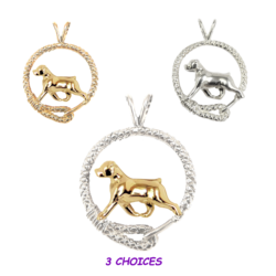 Rottweiler in Leash Pendant Charm Necklace in 14K Gold or Sterling Silver