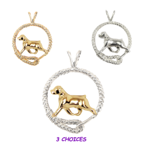 Rottweiler in Leash Pendant Charm Necklace in 14K Gold or Sterling Silver