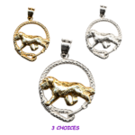 Saint Bernard in Leash Pendant Charm Necklace in 14K Gold or Sterling Silver