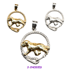 Saint Bernard in Leash Pendant Charm Necklace in 14K Gold or Sterling Silver