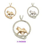 Samoyed in Leash Pendant Charm Necklace in 14K Gold or Sterling Silver