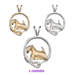 Sealyham Terrier in Leash Pendant Charm Necklace in 14K Gold or Sterling Silver