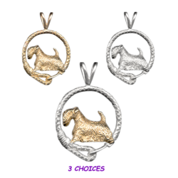 Sealyham Terrier in Leash Pendant Charm Necklace in 14K Gold or Sterling Silver