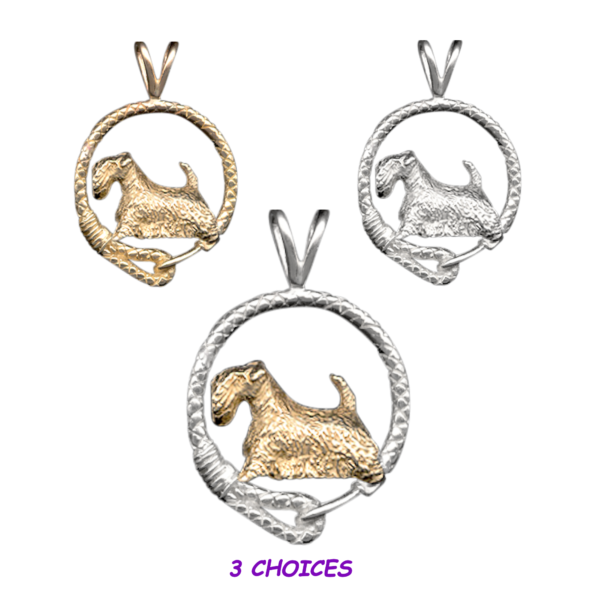 Sealyham Terrier in Leash Pendant Charm Necklace in 14K Gold or Sterling Silver
