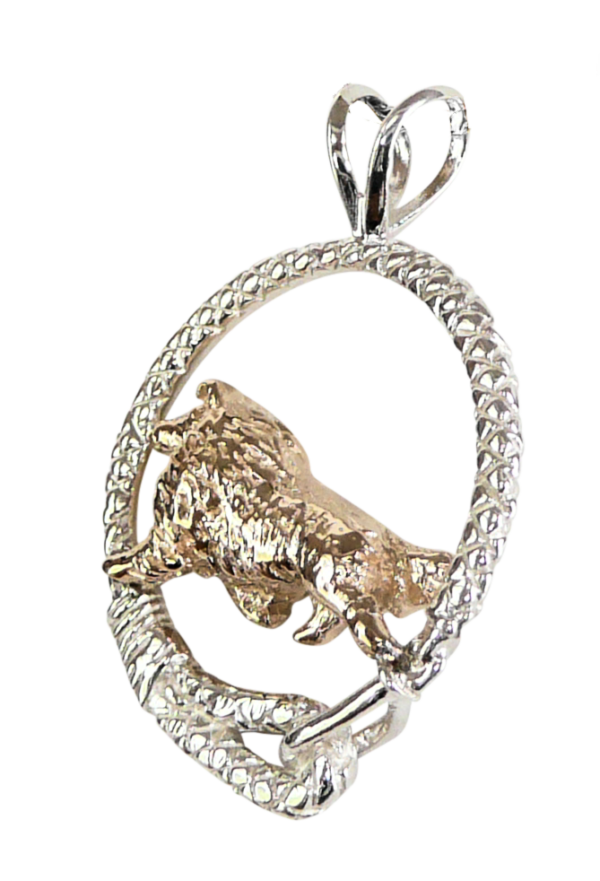 Shetland Sheepdog - Sheltie - in Leash Pendant Charm Necklace in 14K Gold or Sterling Silver