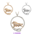 Shetland Sheepdog - Sheltie - in Leash Pendant Charm Necklace in 14K Gold or Sterling Silver