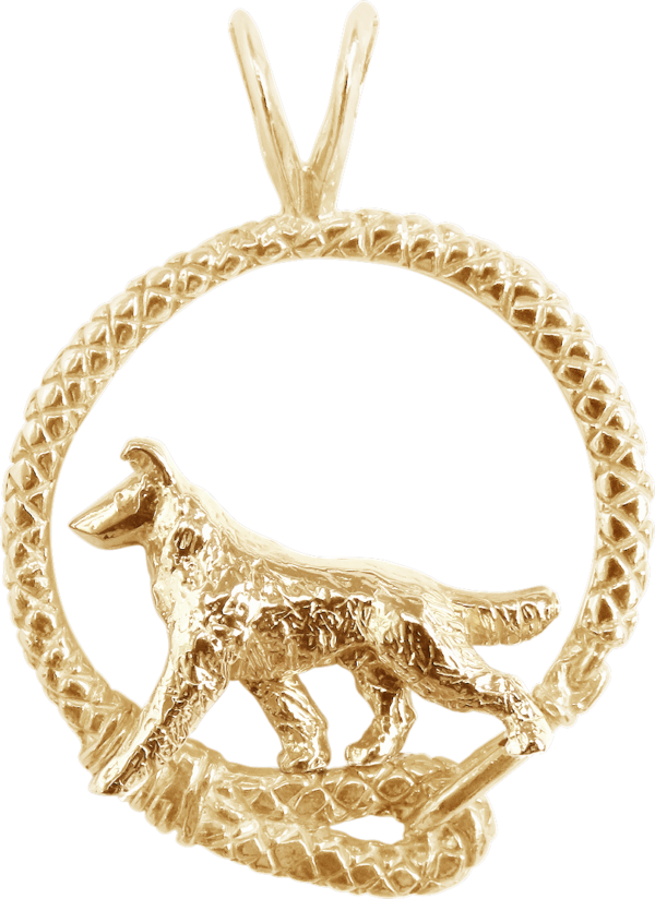 Smooth Collie in Leash Pendant Charm Necklace in 14K Gold or Sterling Silver