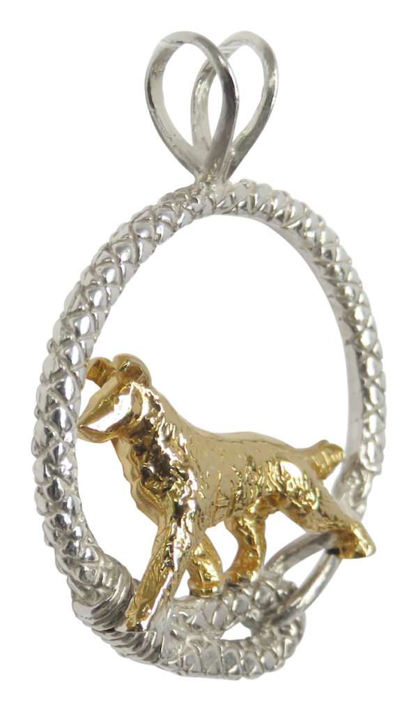 Smooth Collie in Leash Pendant Charm Necklace in 14K Gold or Sterling Silver