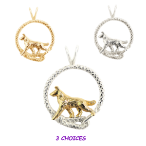 Smooth Collie in Leash Pendant Charm Necklace in 14K Gold or Sterling Silver
