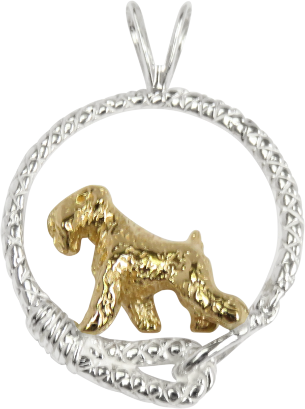 Soft Coated Wheaten Terrier in Leash Pendant Charm Necklace in 14K Gold or Sterling Silver