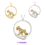 Soft Coated Wheaten Terrier in Leash Pendant Charm Necklace in 14K Gold or Sterling Silver