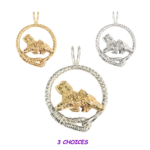 Tibetan Terrier in Leash Pendant Charm Necklace in 14K Gold or Sterling Silver
