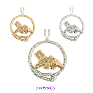 Tibetan Terrier in Leash Pendant Charm Necklace in 14K Gold or Sterling Silver