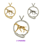 Vizsla in Leash Pendant Charm Necklace in 14K Gold or Sterling Silver