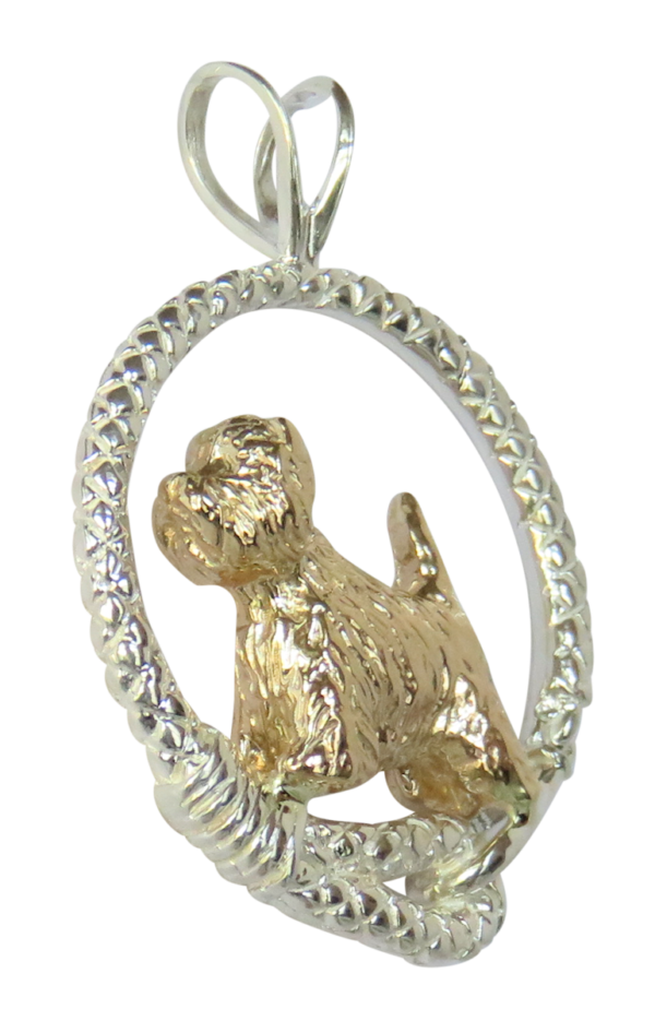 West Highland White Terrier - Westie - in Leash Pendant Charm Necklace in 14K Gold or Sterling Silver