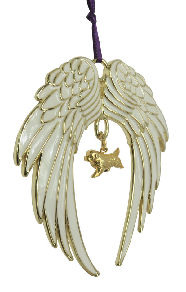 NEWFOUNDLAND Gold Plated Enamel Angel Wings Ornament