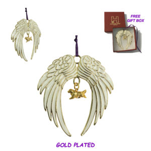 NEWFOUNDLAND Gold Plated Enamel Angel Wings Ornament